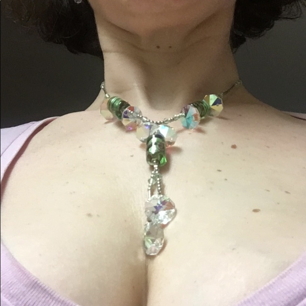 Venation glass necklace & earrings set